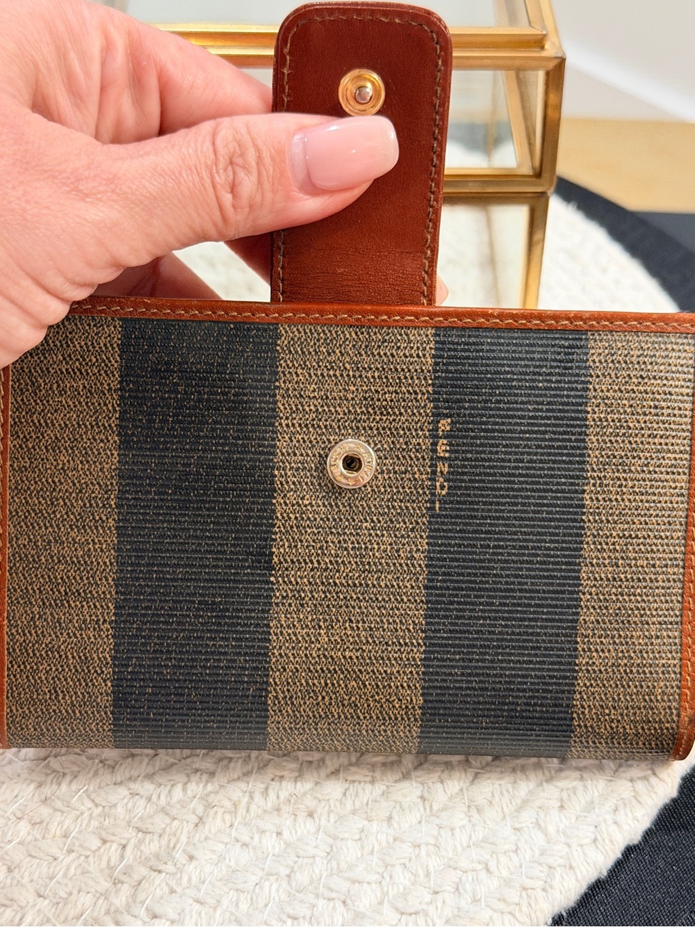 Fendi Pequin Brown Striped Canvas Bifold Wallet PreLOVED & COA - Picture 4 of 15